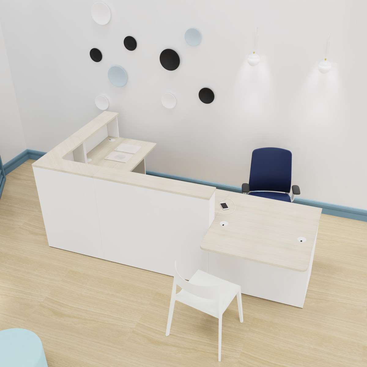 mostrador recepcion blanco acacia vista3